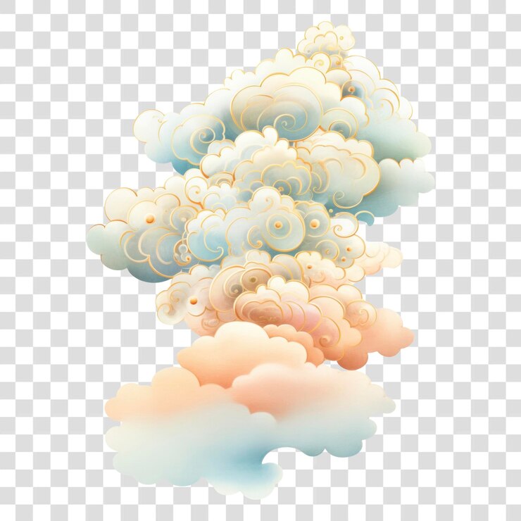 PSD whimsical pastel cloud illustration