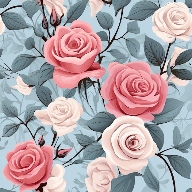 PSD whimsical_roses_repeat_pattern_pastel_colour