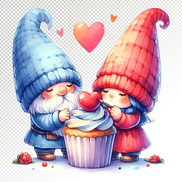PSD whimsical valentine gnome clipart gnome illustrationen durchsichtige psd valentinstag