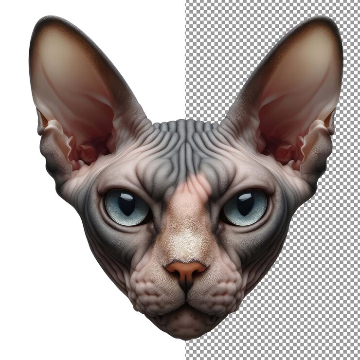 PSD whimsical whiskers isolated transparent cat