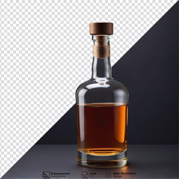 Whiskey-glasflasche isoliert auf transparentem hintergrund