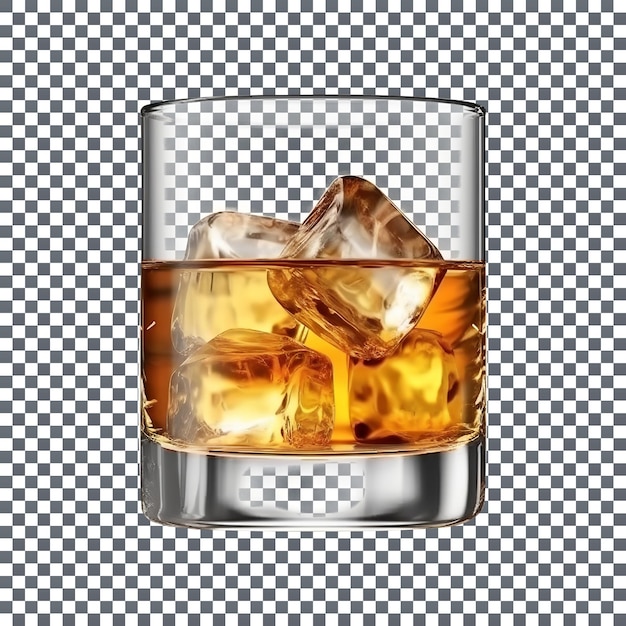 PSD whisky dans un verre avec des glaçons sur fond transparent
