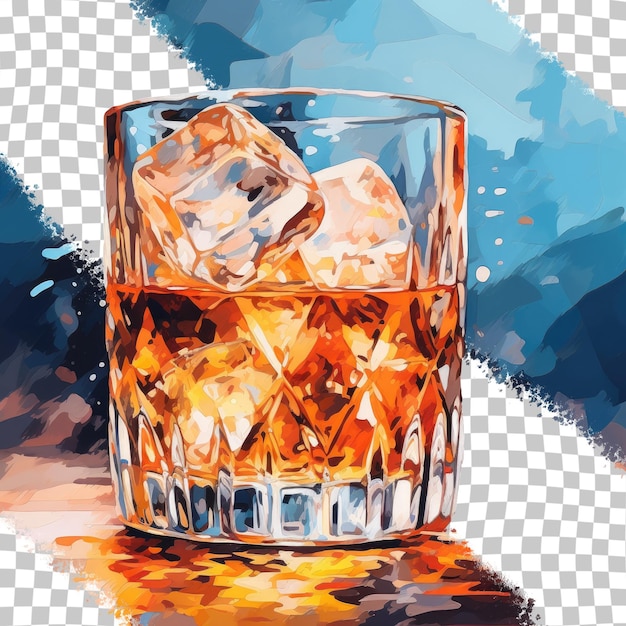 PSD whisky en las rocas fondo transparente