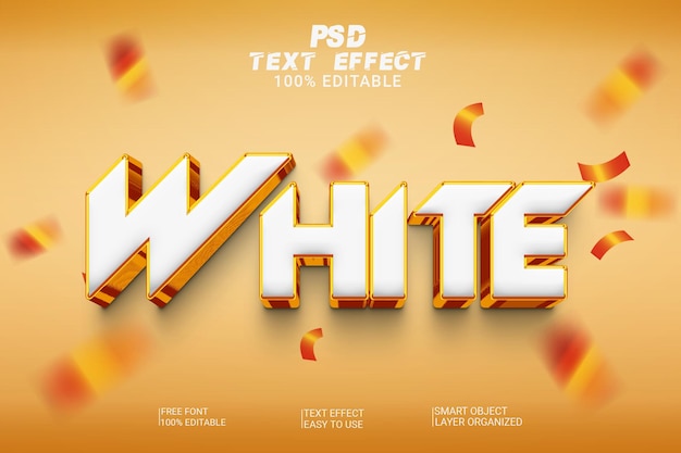 White 3d psd text effect style editable
