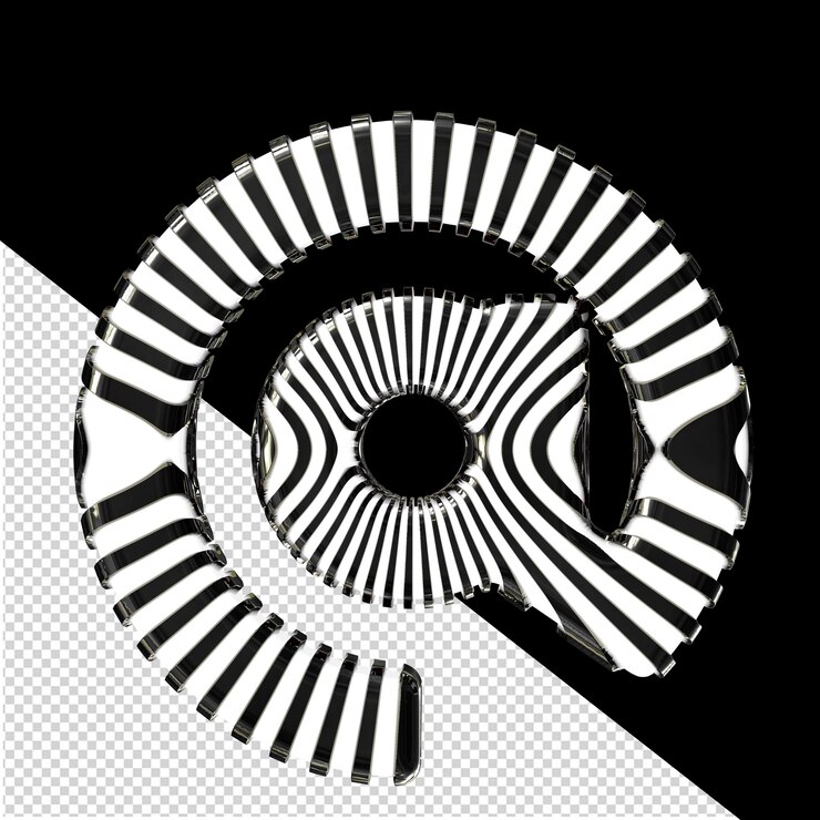 PSD white 3d symbol with ultra thin black straps