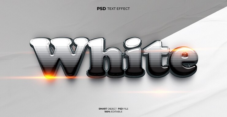 PSD white 3d text effect editable psd