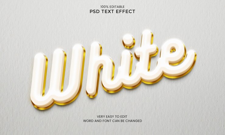White 3d text effect White text mockup