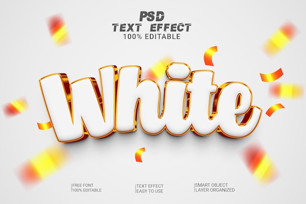 white 3d text style effect