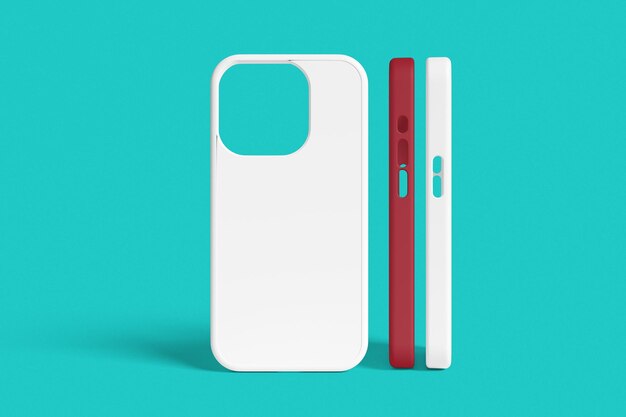 White and Red Phone Cases on Teal Background