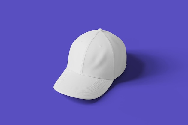 White Baseball Cap Mockup on Purple Background