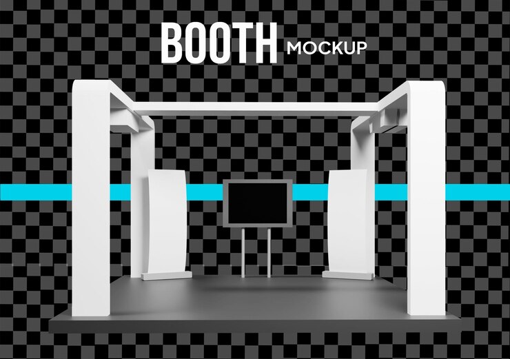 PSD white booth mockup für ausstellung und produktpräsentation