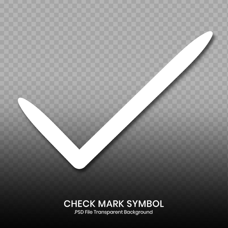 PSD white check mark symbol element png transparent background