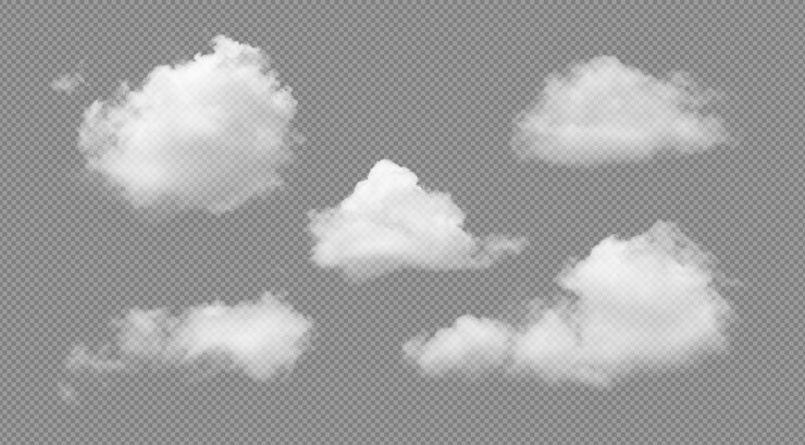 PSD white clouds collection isolated on background