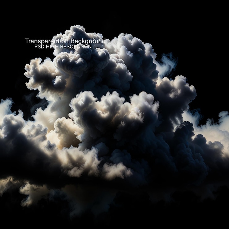 PSD white clouds isolated on black background clouds set on transparent background