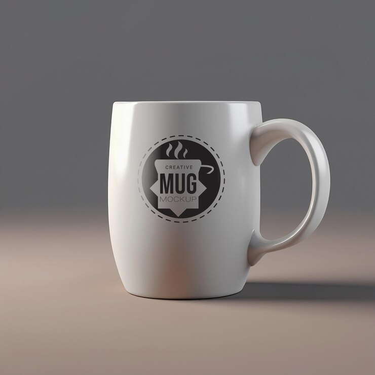 White coffee mug mockup with logo design