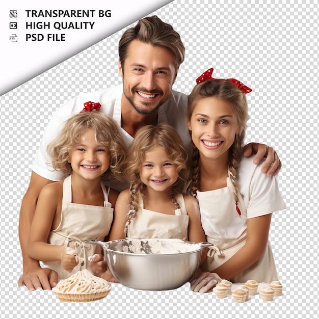 PSD white family baking estilo ultra-realista fundo branco