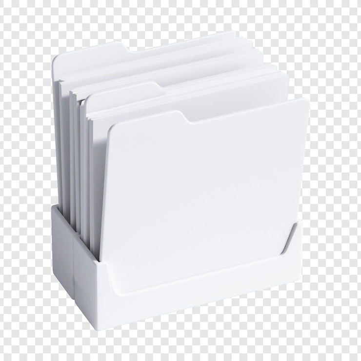 PSD white file folders in a holder