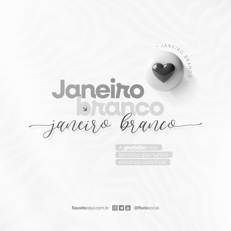 PSD white january mês de conscientização sobre saúde mental e emocional janeiro branco mídia social editável psd