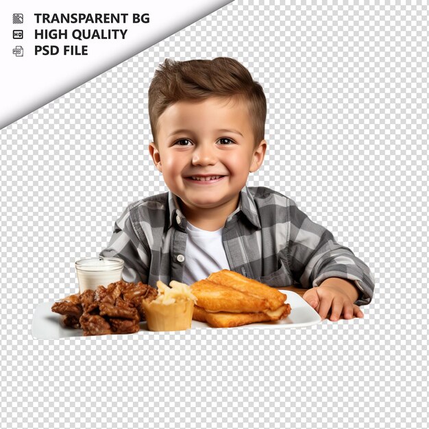 PSD white kid dining ultra realista estilo fundo branco i