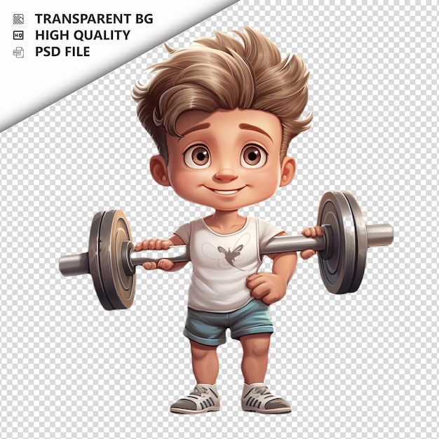 PSD white kid gymming ultra-realistischer stil mit weißem hintergrund