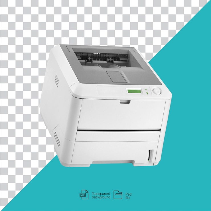 PSD white laser printer on transparent background