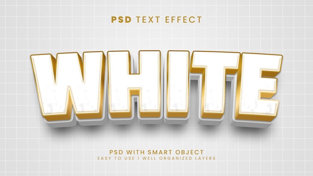White luxury elegant 3d editable text effect with golden and glamour text style