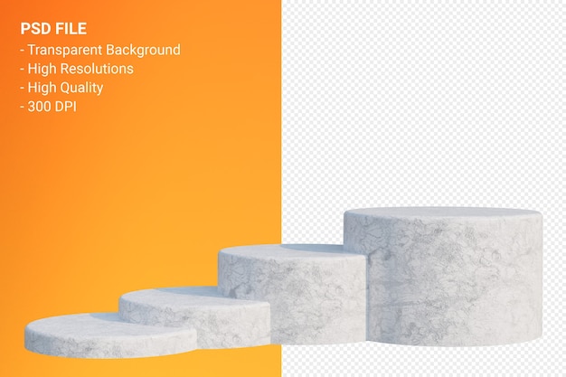 White Marble Podium minimal on transparent for cosmetic product presentation