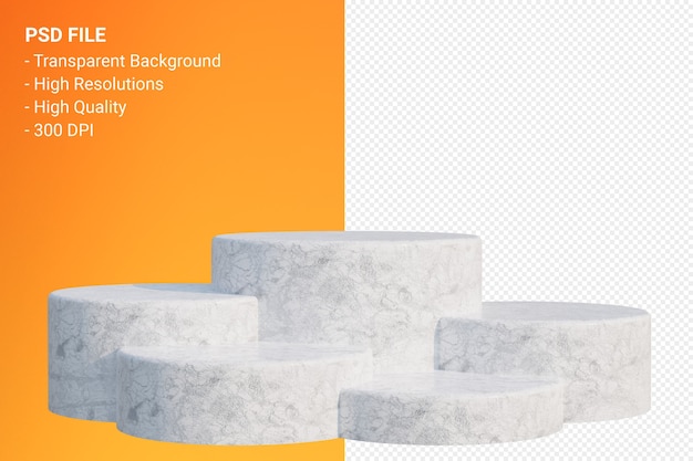 White Marble Podium minimal on transparent for cosmetic product presentation