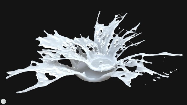 white milk splash 3d render illustration liquid wave for dairy