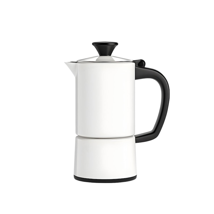 PSD white minimalist coffee maker with black handle for modern kitchen use