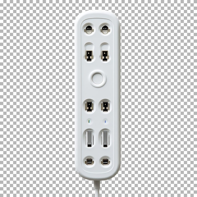 White MultiPort Power Strip isoliert auf durchsichtigem Hintergrund