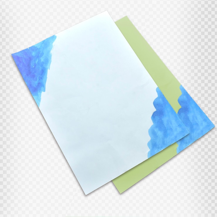 PSD white paper with water color boarder transparent background