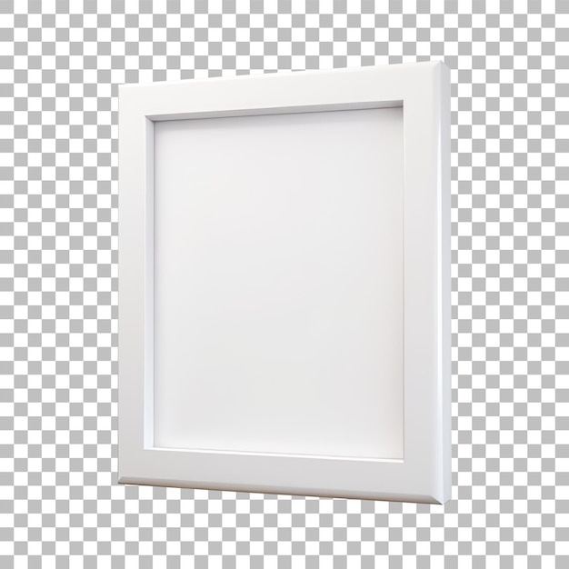 White Picture Frame 3D Icon Glossy Minimal Emoji Style Isolated PNG object