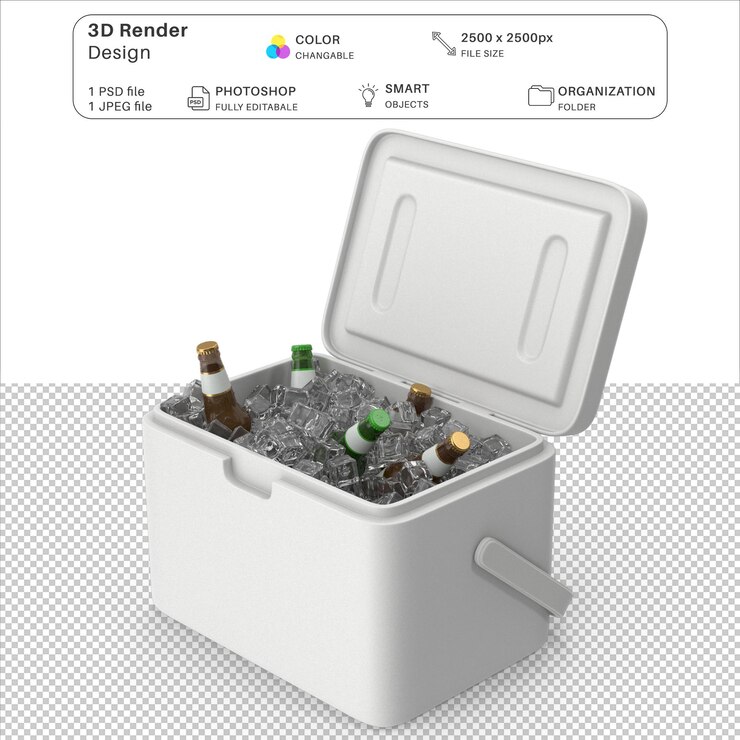 White Plastic Ice Freezer 3D Modeling PSD File
