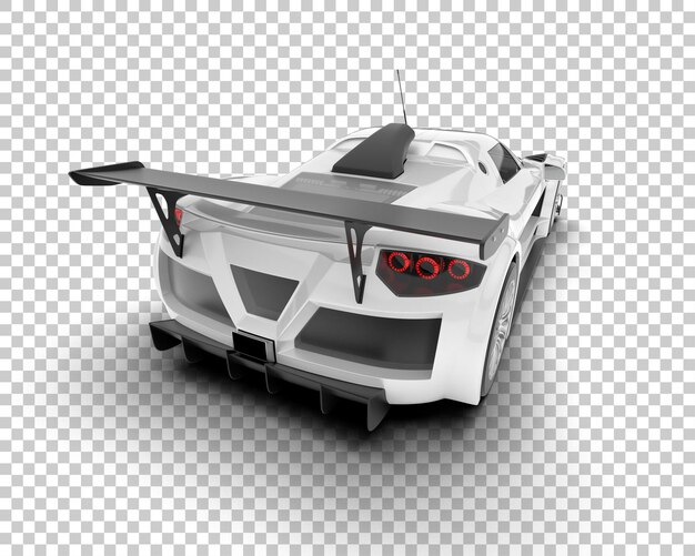 White race car on transparent background 3d rendering illustration