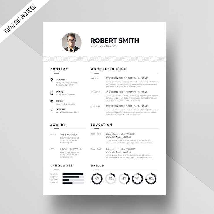 PSD white resume-vorlage