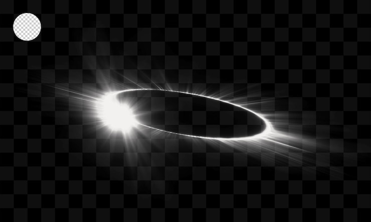 PSD white ring of light on a transparent background