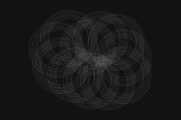 PSD white round frame light effect circle with hearts and smoke in motion