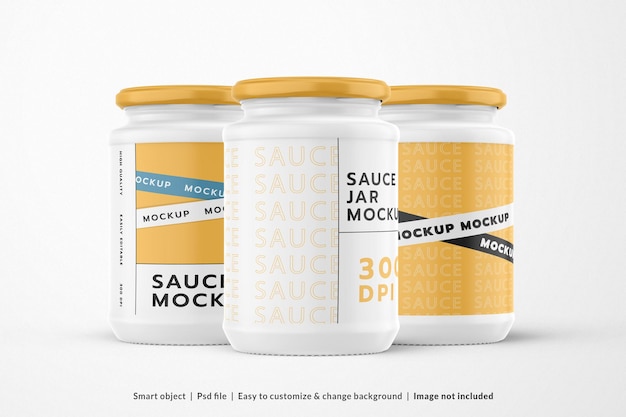 White sauce jar mockup mit farbwechseloption