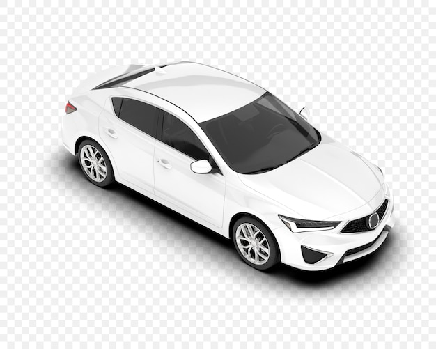 White sedan car on a transparent background