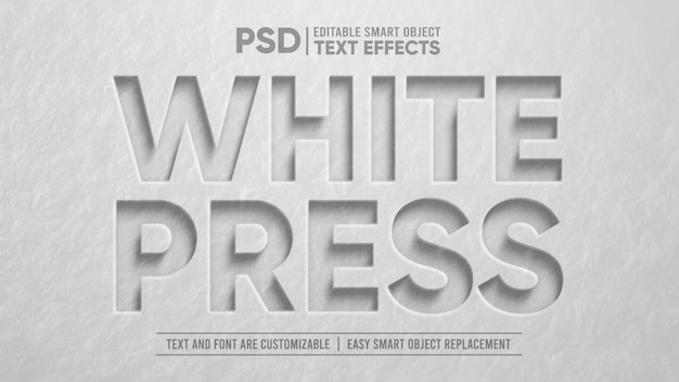 White stone press 3d bearbeitbarer smart object-texteffekt