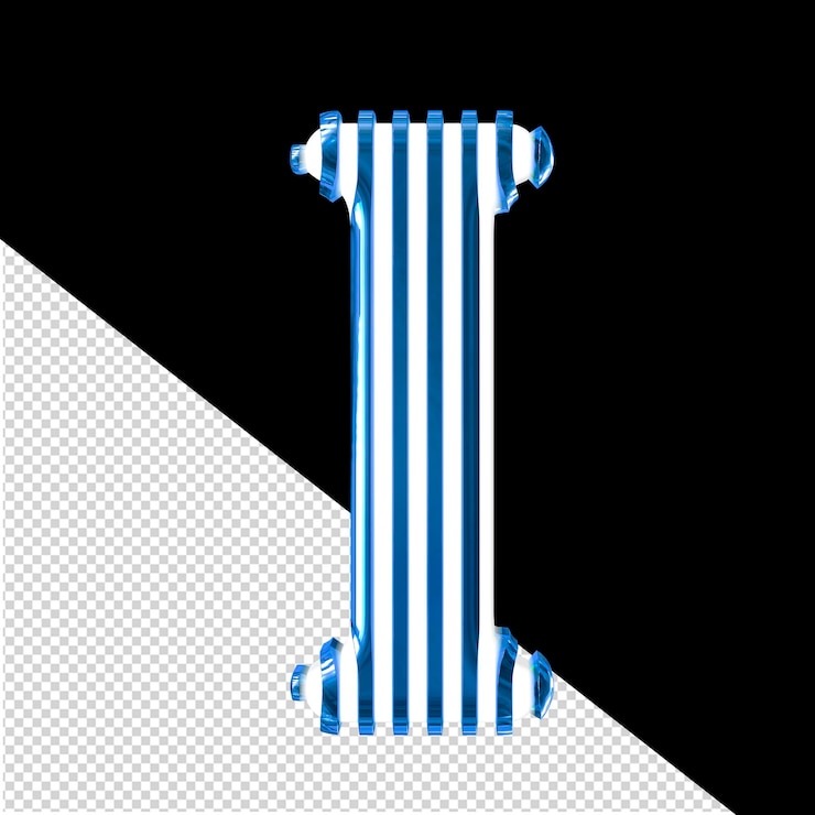 PSD white symbol with blue vertical ultra thin straps letter i