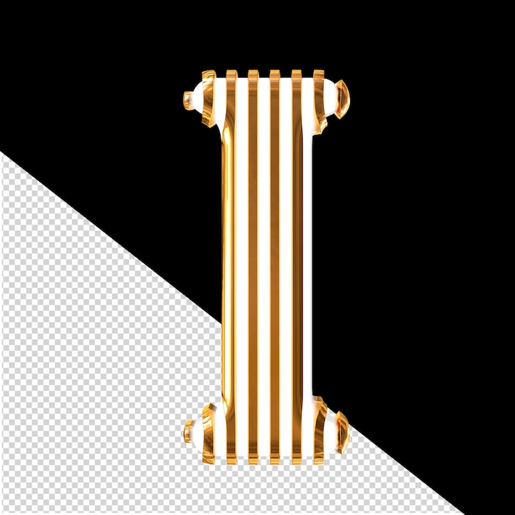 PSD white symbol with gold vertical ultra thin straps letter i