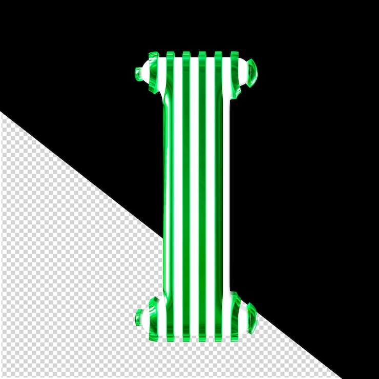 PSD white symbol with green vertical ultra thin straps letter i