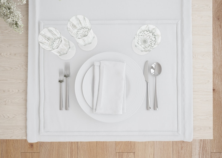 PSD white table setting