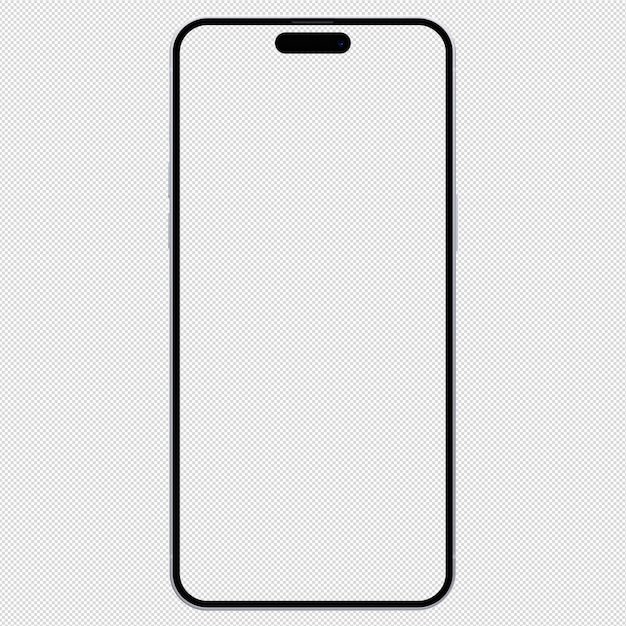 White titanium iphone 15 pro mockup template Only frame Transparent png Isolated Blank screen Front