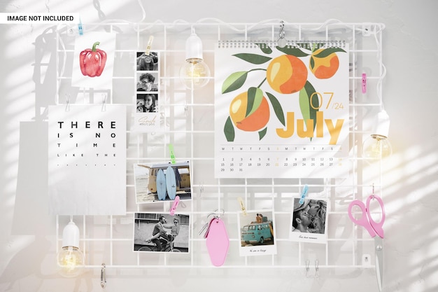 White wire wall moodboard mockup