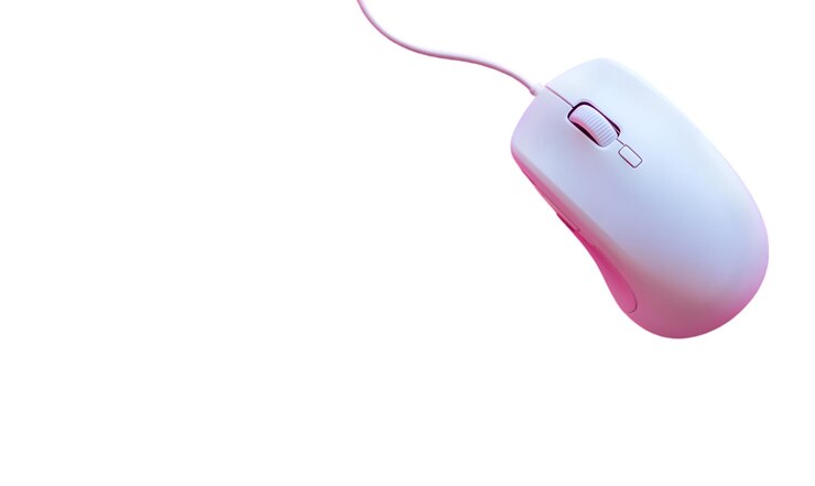 PSD white wired computer mouse