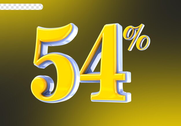 White With Yellow Number 54 3D Render