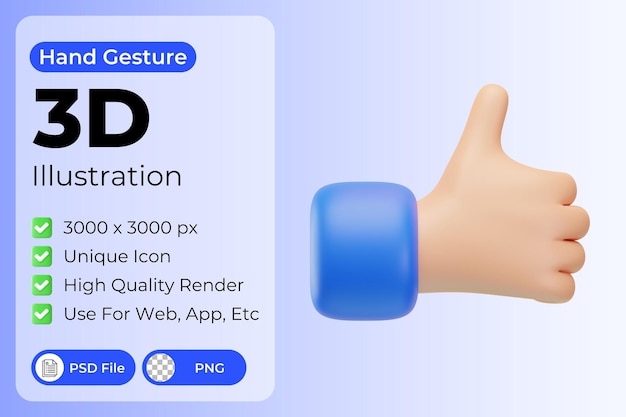 Wie handgeste 3d-illustration